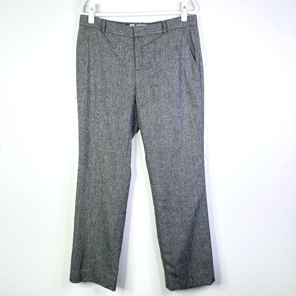 Banana Republic Pants Women 12 Gray Tweed Mid Rise Wool Trouser Corpcore Classic